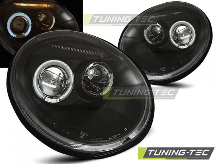 LED Angel Eyes Scheinwerfer für VW New Beetle 98-05 schwarz