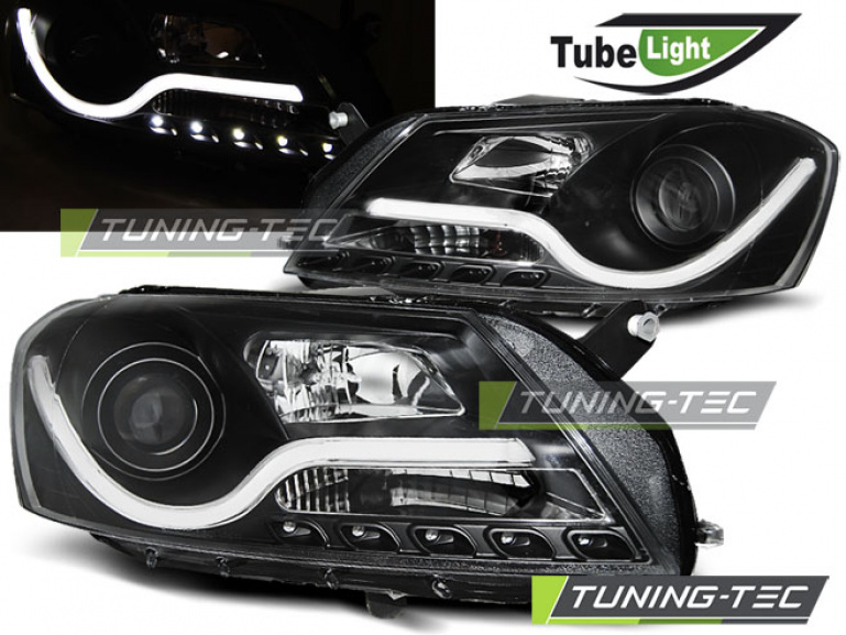 LED Tagfahrlicht Design Scheinwerfer für VW Passat B7 10-14 schwarz LTI
