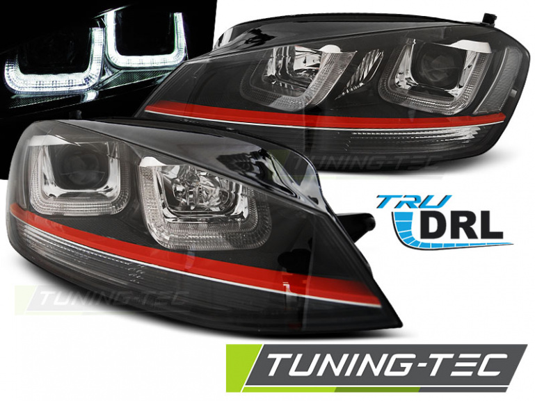 LED Tagfahrlicht Upgrade Scheinwerfer für VW Golf 7 12-17 schwarz / rot