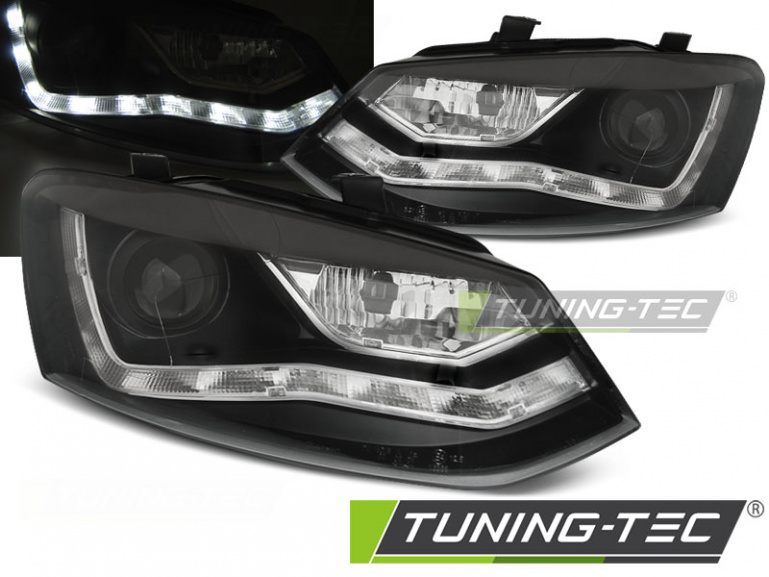 LED Tagfahrlicht Design Scheinwerfer für VW Polo 6R 09-14 schwarz