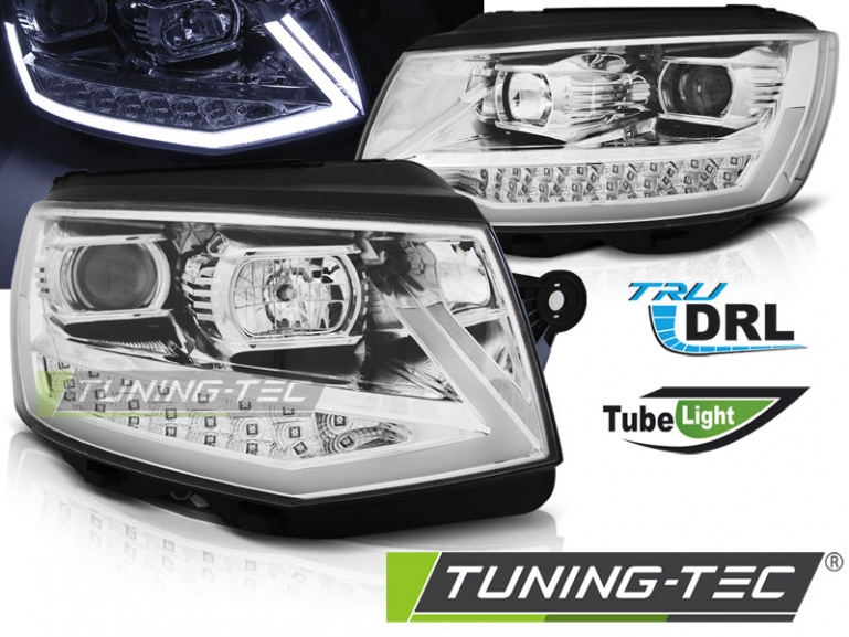 LED Tagfahrlicht Scheinwerfer für VW T6 15 19 chrom mit dynamischem