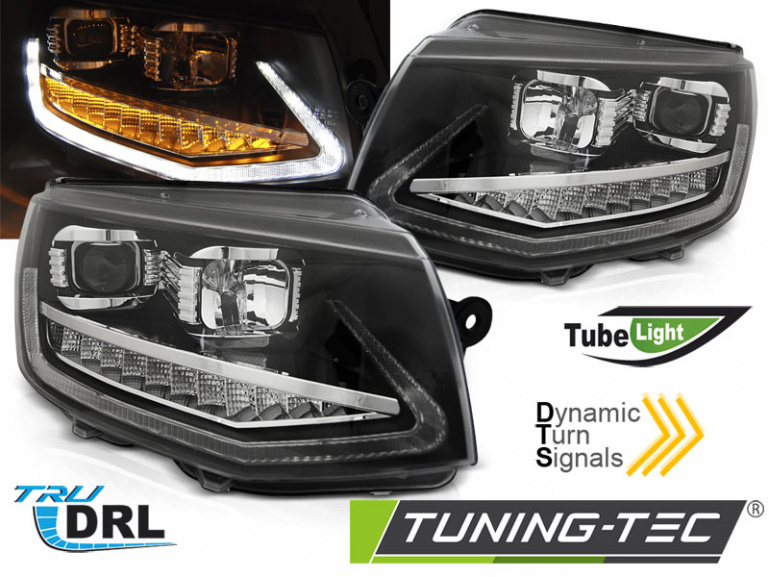 LED Tagfahrlicht Scheinwerfer für VW T6 15-19 schwarz mit dynamischem LED Blinker