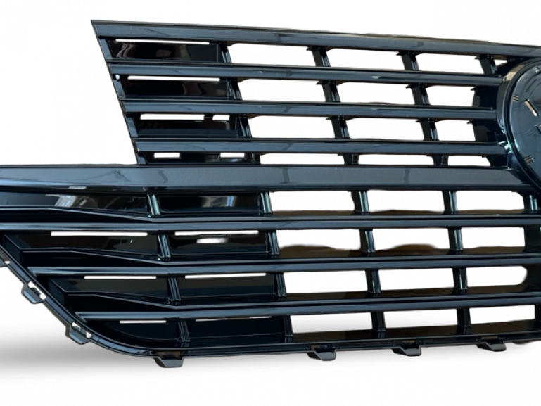 Upgrade Design Kühlergrill mit Emblemhalter für Volkswagen T6.1 ab 2019 Hochglanz schwarz