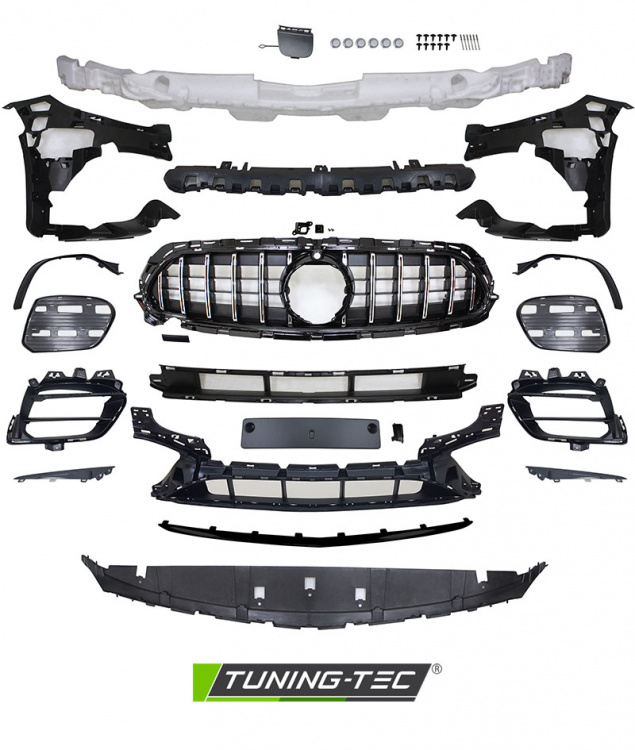 Upgrade Design Frontstoßstange für Mercedes-Benz E-Klasse W213/S213 Lim./T-Modell 20-23 mit PDC chrom