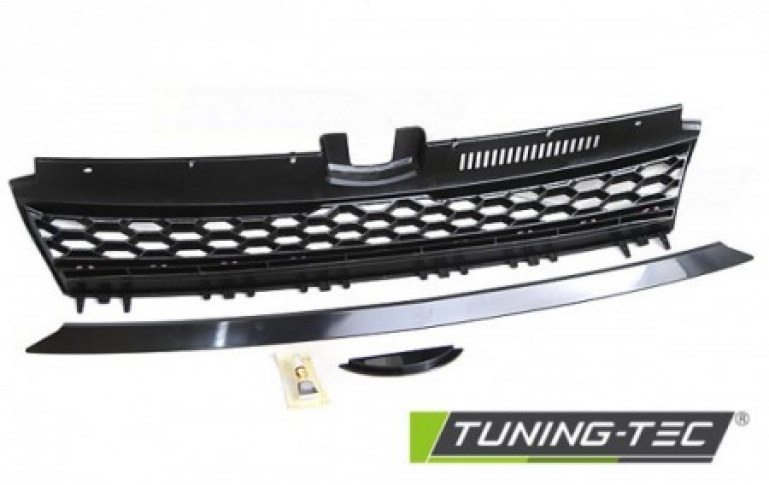 Upgrade Sportgrill / Kühlergrill für Volkswagen Golf 7 (VII) 13-17 schwarz/rot in Wabendesign