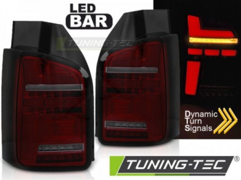 Voll LED Lightbar Design Rückleuchten für VW T6 15-19 und T6.1 20+ rot/rauch mit dynamischen Blinker (für Heckklappe)