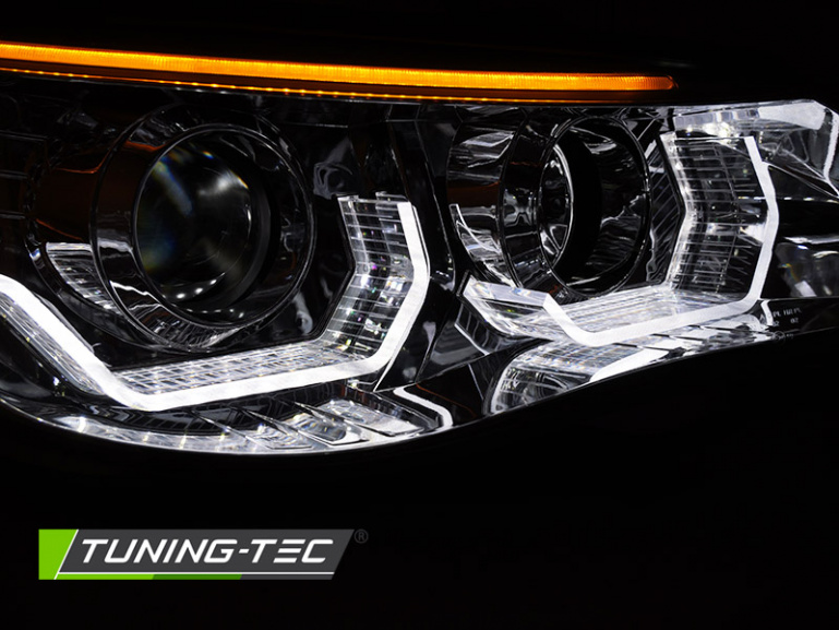 3D LED Angel Eyes Scheinwerfer für BMW 5er E60 / E61 03-07 chrom mit LED Blinker