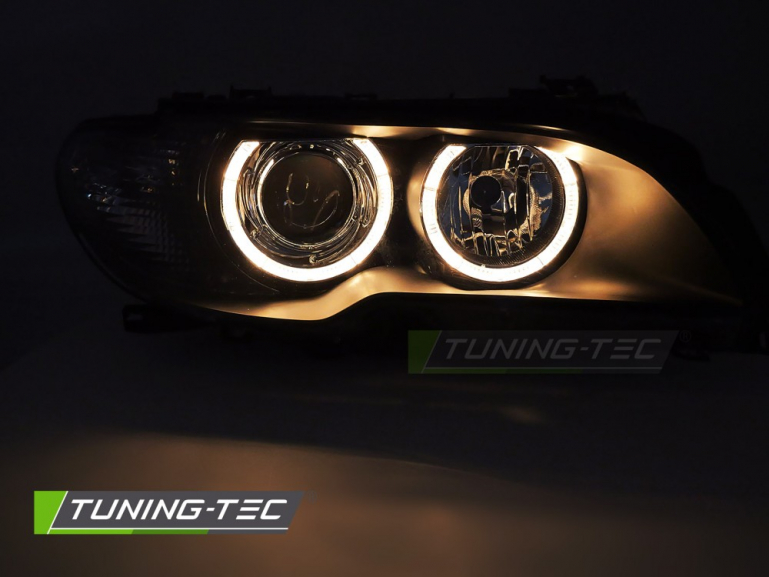 XENON Upgrade Design Angel Eyes Scheinwerfer Set für BMW 3er E46 Coupe / Cabrio 03-06 schwarz