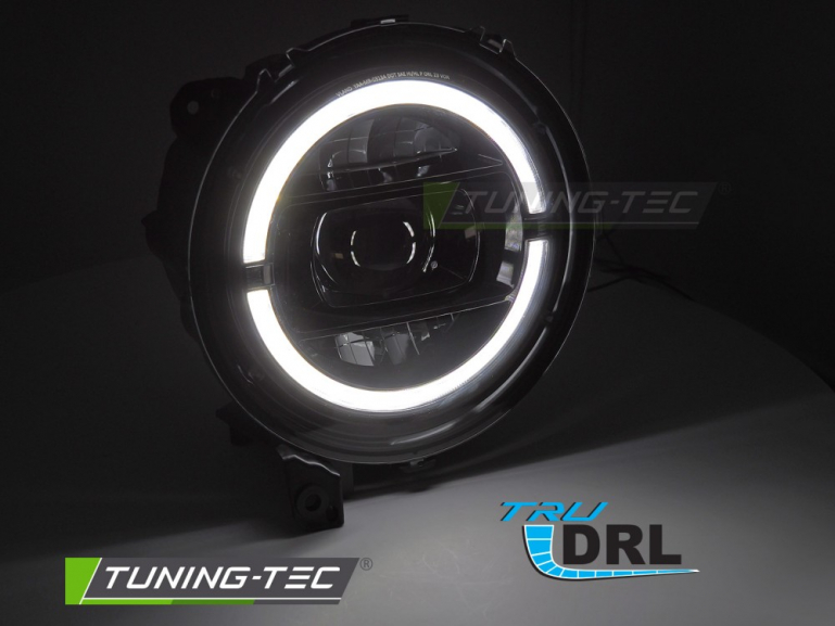 VOLL LED Tagfahrlicht Scheinwerfer Set für Chrysler Jeep Wrangler JL 18-23 schwarz mit Willkommensfunktion