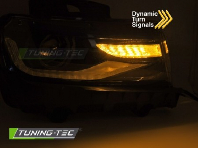 LED Tagfahrlicht Scheinwerfer Set für Chevrolet Camaro 13-15 schwarz mit dyn. Blinker