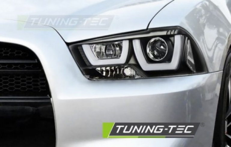 LED Angel Eyes Scheinwerfer für Dodge Charger LX II 11-15 schwarz LTI