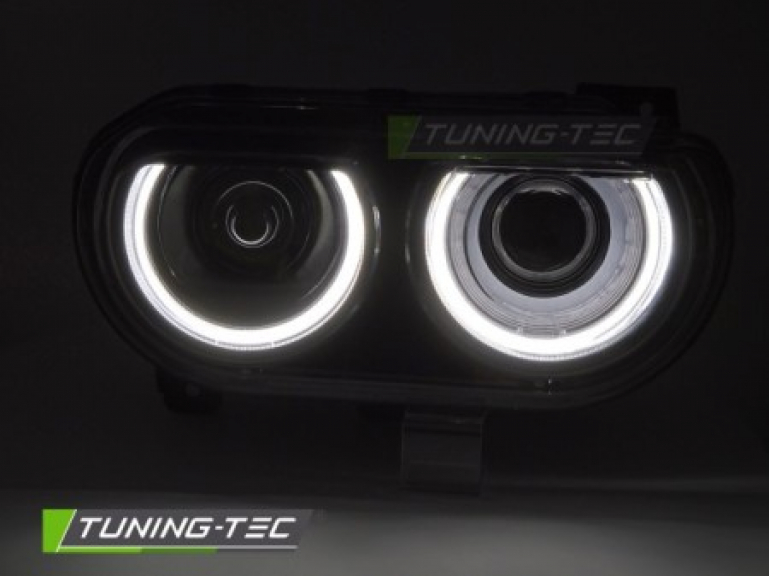 LED Tagfahrlicht Scheinwerfer Set für Dodge Challenger 08-14 schwarz mit dyn. Blinker