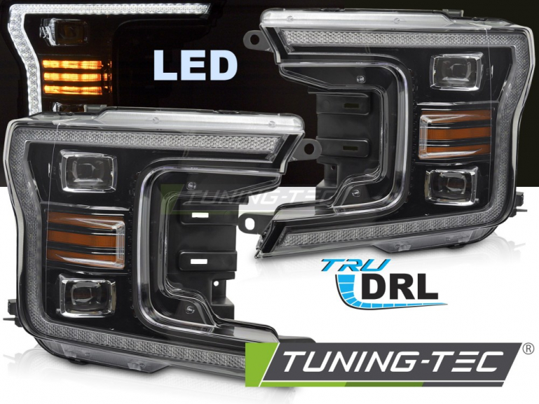 VOLL LED Tagfahrlicht Scheinwerfer Set für Ford F150 MK13 17-20 schwarz