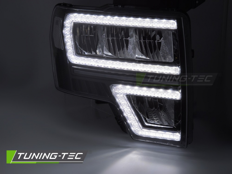 VOLL LED Tagfahrlicht Scheinwerfer Set für Ford F150 MK12 08-14 schwarz mit dyn. Blinker - Kopie