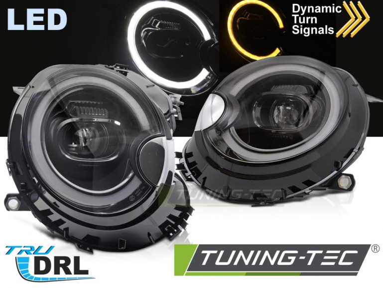 VOLL LED Tagfahrlicht Scheinwerfer Set für Mini R55/R56/R57/R58/R59 06-14 schwarz mit dyn. Blinker