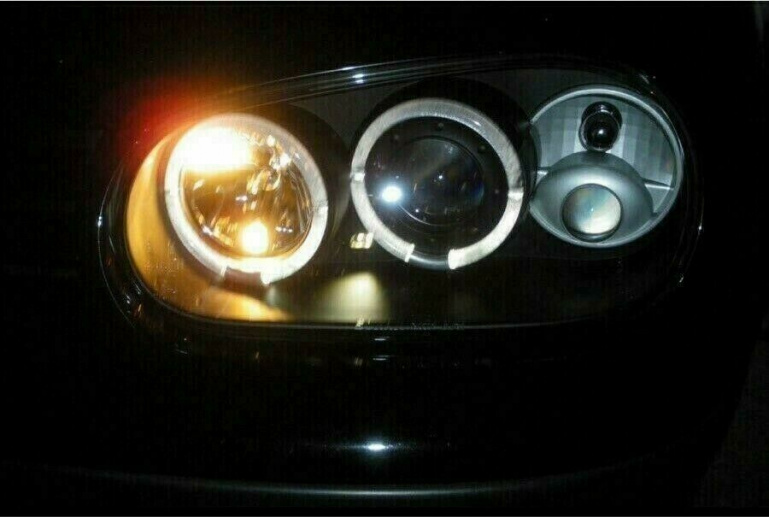 LED Angel Eyes Scheinwerfer für VW Golf 4 97-03 schwarz