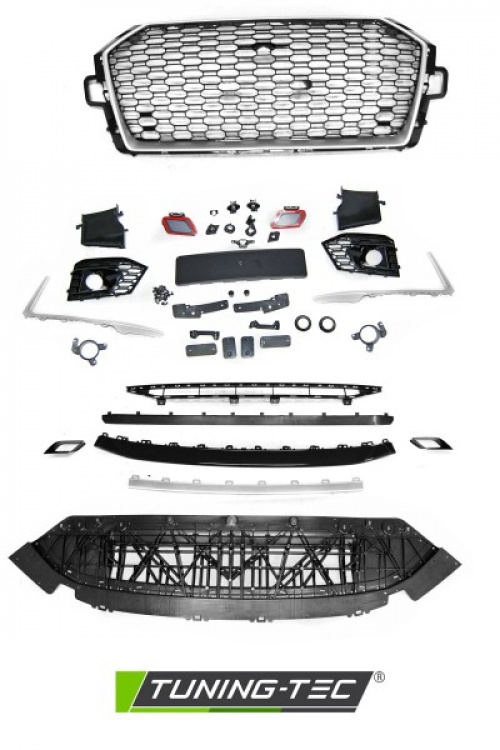 Upgrade Design Frontstoßstange für Audi A4 B9 (8W) 15-19 inkl. Zubehör mit PDC schwarz/silber