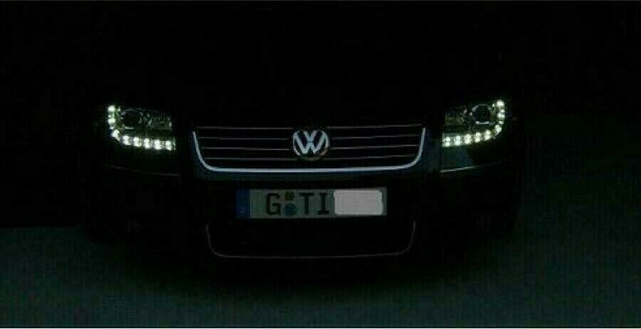 Scheinwerfer Tagfahrlicht LED schwarz+Blinker passt für VW Passat 3BG ab  00-05