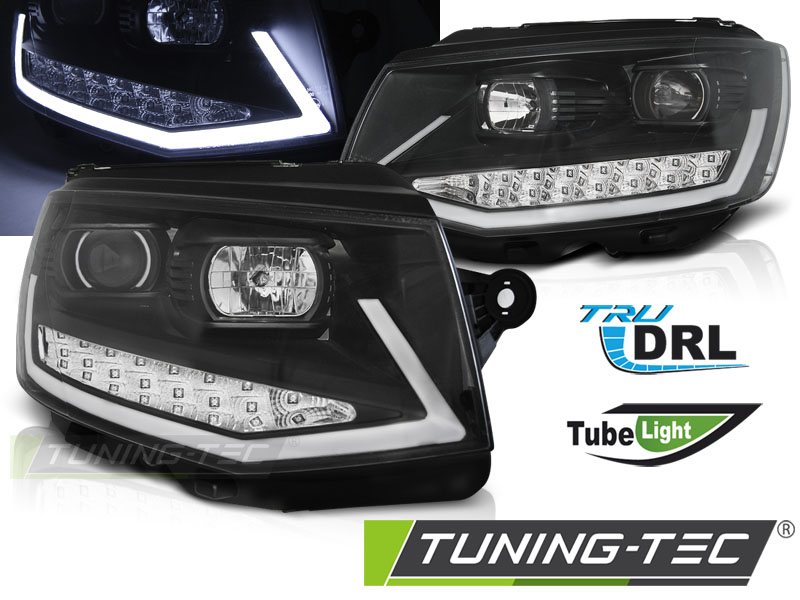 Voll LED Tagfahrlicht Scheinwerfer für VW T6 RHD 15-19 schwarz mit  dynamischen LED Blinker RECHTSLENKER