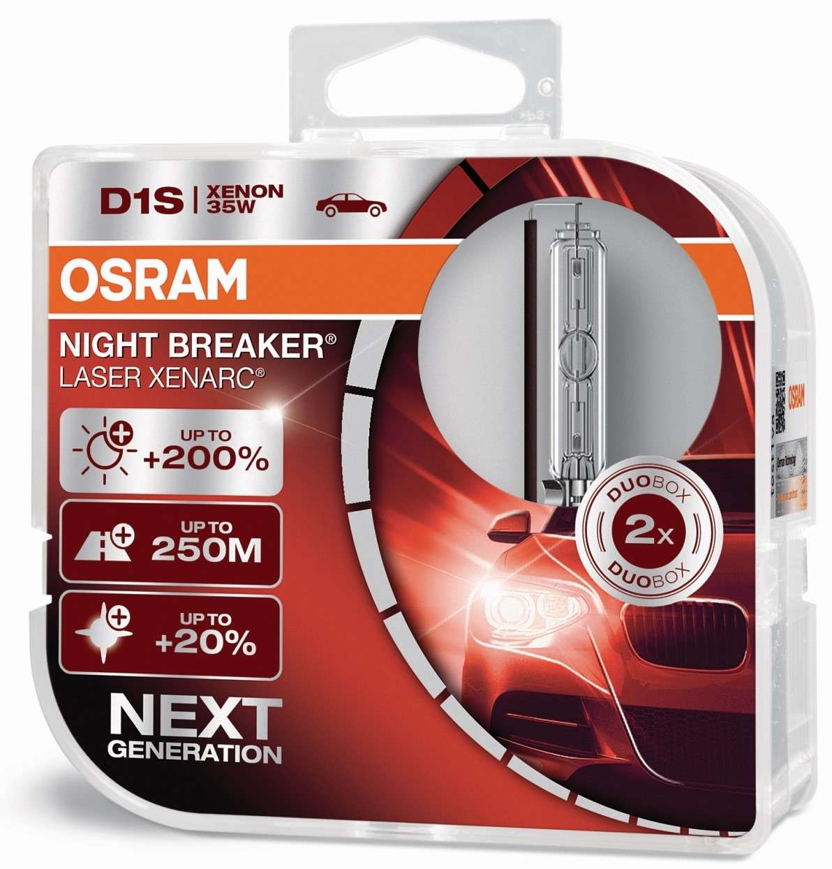 OSRAM D1S 12/24V 35W XENARC® NIGHT BREAKER® LASER +200% Set - 2 Stück