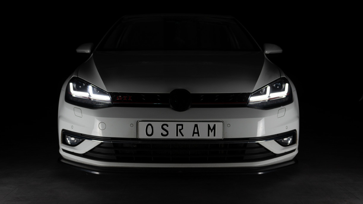 OSRAM LED-DRIVING VOLL-LED Tagfahrlicht Scheinwerfer für VW Golf VII  FACELIFT (7.5) 16-22 schwarz/chrom