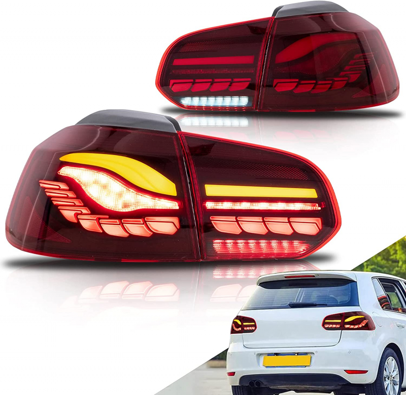 Voll LED Upgrade Design Rückleuchten für VW Golf 6 (VI) 08-12 Kirschrot in  OLED Technik mit dynamischen Blinkern