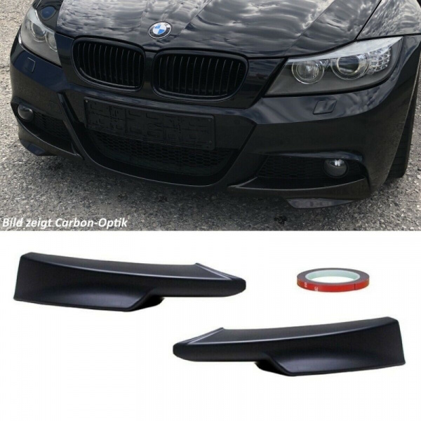 LCI Satz Flaps Stoßstangenspoiler Splitter Lippe Schwarz Matt passend für BMW E90 E91 Facelift ab 2008