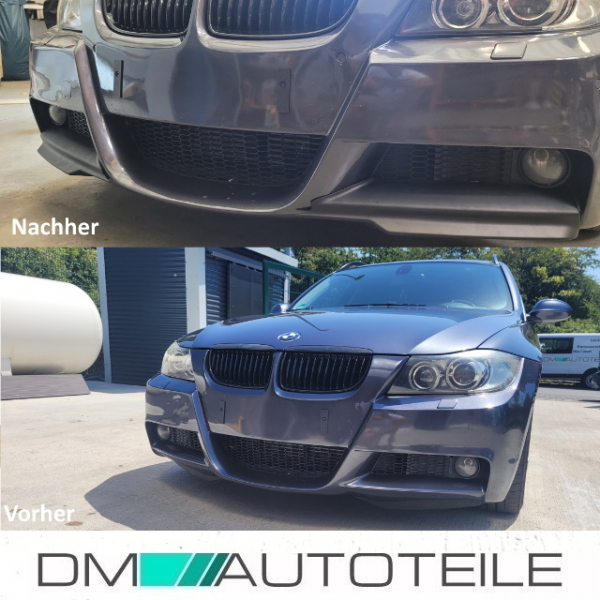 Vorfacelift Satz Flaps Spoiler Splitter Lippe schwarz Matt passend für BMW 3er E90 E91 Bj 05-08 mit M-Paket