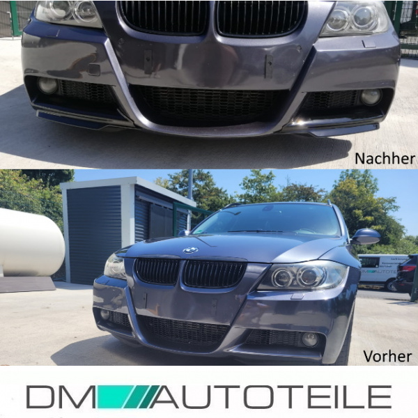 Vorfacelift Satz Flaps Spoiler Splitter Lippe schwarz Glanz passt für BMW 3er E90 E91 Baujahr 05-08 mit M-Paket