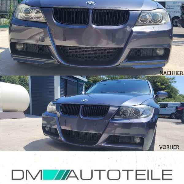 Vorfacelift Satz Flaps Splitter Lippe Carbon Glanz Design passend für BMW 3er E90 E91 Bj 05-08 M-Paket