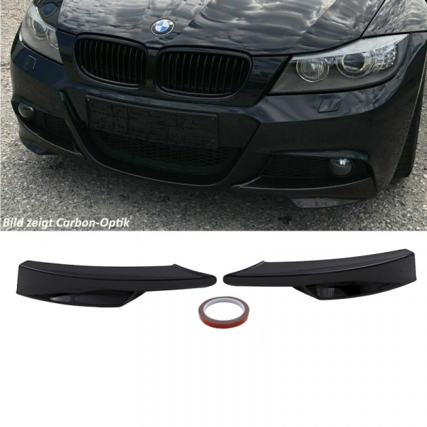 LCI Satz Flaps Splitter Lippe Schwarz Glanz passend für BMW 3er E90 E91 Facelift ab 2008 mit M-Paket