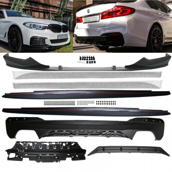 Umbau Sport-Performance Schwarz Matt Spoiler + Diffusor +Ansätze passend für BMW G30 G31 mit M-Paket +ABE