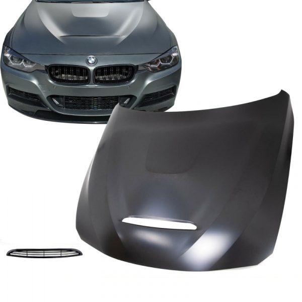 Set Sport Motorhaube + Lufteinlass schwarz passt für BMW 3er F30 F31 4er F32 F33 F36 nicht M3 GTS