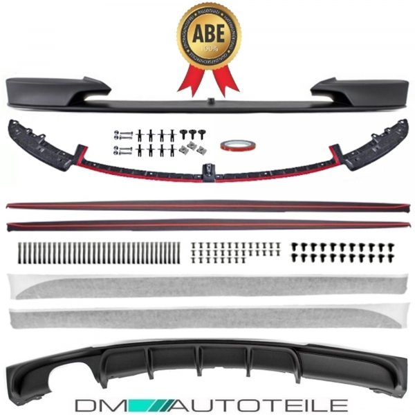 Sport-Performance Umbau Front Spoiler + Diffusor 2 Rohr +Ansätze passt für BMW 3er F30 F31 M-Paket