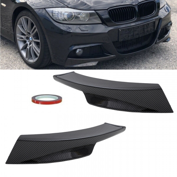 Carbon Glanz Flaps SET Spoiler Lippen passend für BMW 3er E90 E91 LCI mit M-Paket Stoßstange