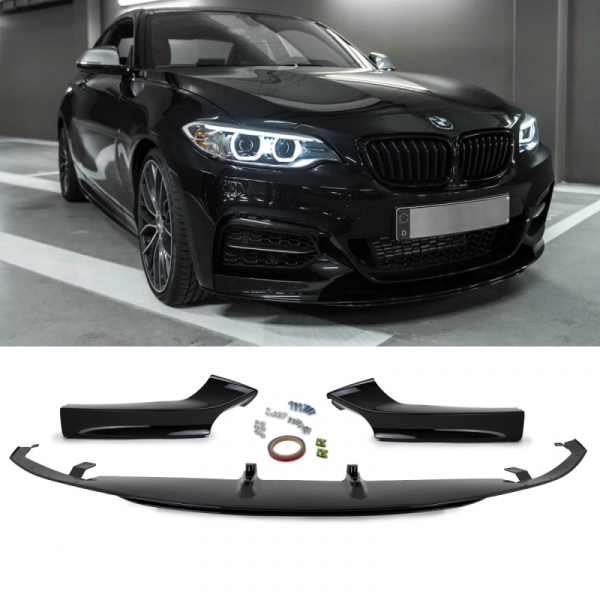 SET Sport-Performance Frontspoiler Schwarz Glanz passend für BMW F22/F23 ab Bj 2013