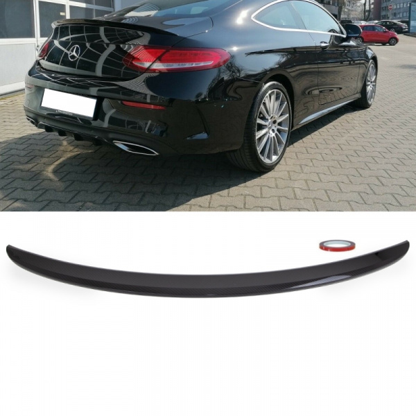 Heckspoiler Lippe Kofferraum Carbon Glanz Design passt für Mercedes W205 C205 nur Coupe ab Bj 2015 ABS +3M Tape