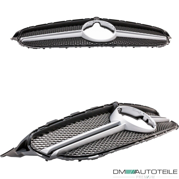 Wabendesign Kühlergrill Schwarz Silber passt für Mercedes W205 C-Klasse nicht C63 AMG +Kamera Bj 14-18