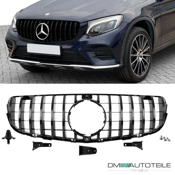 Kühlergrill schwarz glanz für Kamera passend für Mercedes GLC X253 Bj ab 2015