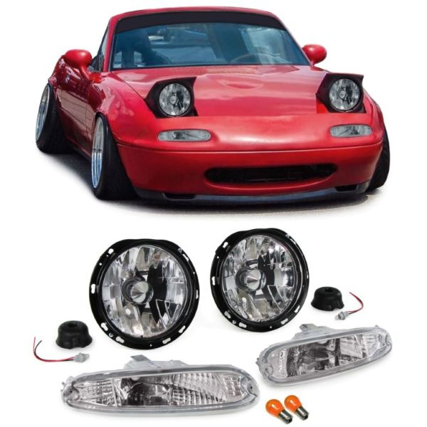 Upgrade Design Scheinwerfer mit Blinker für Mazda MX5 NA 90-98 chrom