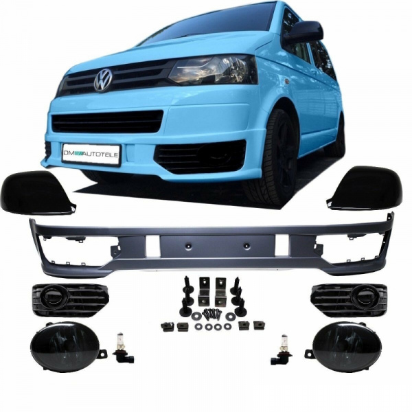 Spoiler Stoßstange + NSW + Gitter BLACK EDITION passt für VW T5 SPORTLINE 09-15