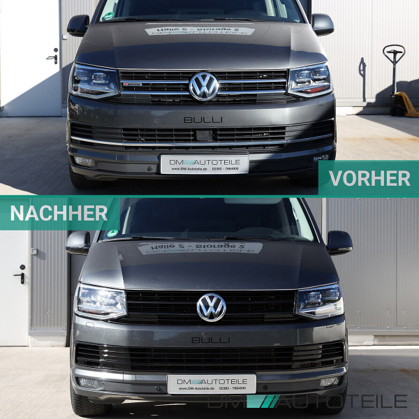 Set Kühlergrill für Emblem+ Gitter Stoßstange unten Hochglanz Schwarz passt für VW T6 alle Modelle 2015-2019 auch Sportline