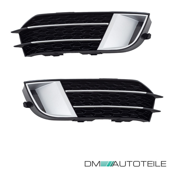 Set Waben Gitter Nebelscheinwerfer Clean Silber Schwarz hochglanz für Audi A1 8X 2010-2015 mit S-Line