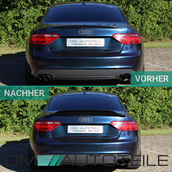 SET Ducktail Heckspoiler Hecklippe Carbon glanz+ 3M passt für Audi A5 8T Coupe 2007-2013