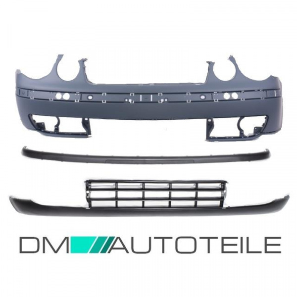 Set 3tlg. Stoßstange vorne + Spoiler unten + Gitter passt für VW Polo 9N 01-05