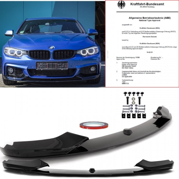 LACKIERT Schwarz glanz Front Spoiler Lippe Sport-PERFORMANCE für BMW F32 F33 F36 mit M-Paket