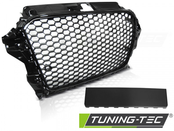 Upgrade Sportgrill / Kühlergrill für Audi A3 8V 12-16 Hochglanz schwarz in Wabendesign