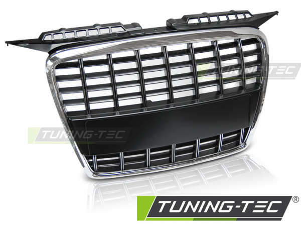 Upgrade Sportgrill / Kühlergrill für Audi A3 8P 05-08 matt schwarz/chrom in Wabendesign