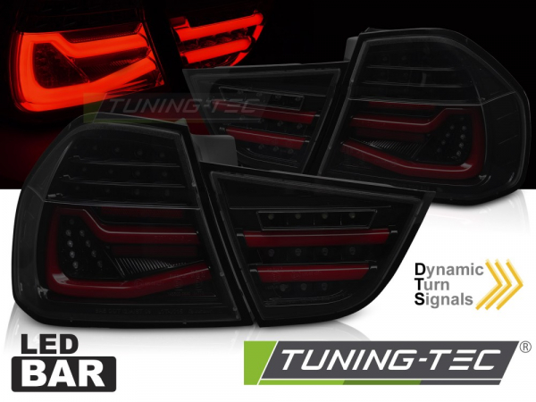 VOLL LED Lightbar Design Rückleuchten für BMW 3er E90 LCI Limousine 09-11 schwarz/rauch mit dyn. Blinker