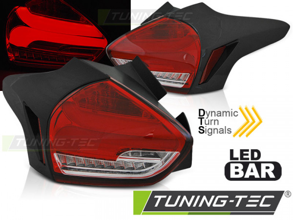 Voll LED Lightbar Design Rückleuchten für Ford Focus MK3 15-18 rot/klar mit dynamischem Blinker